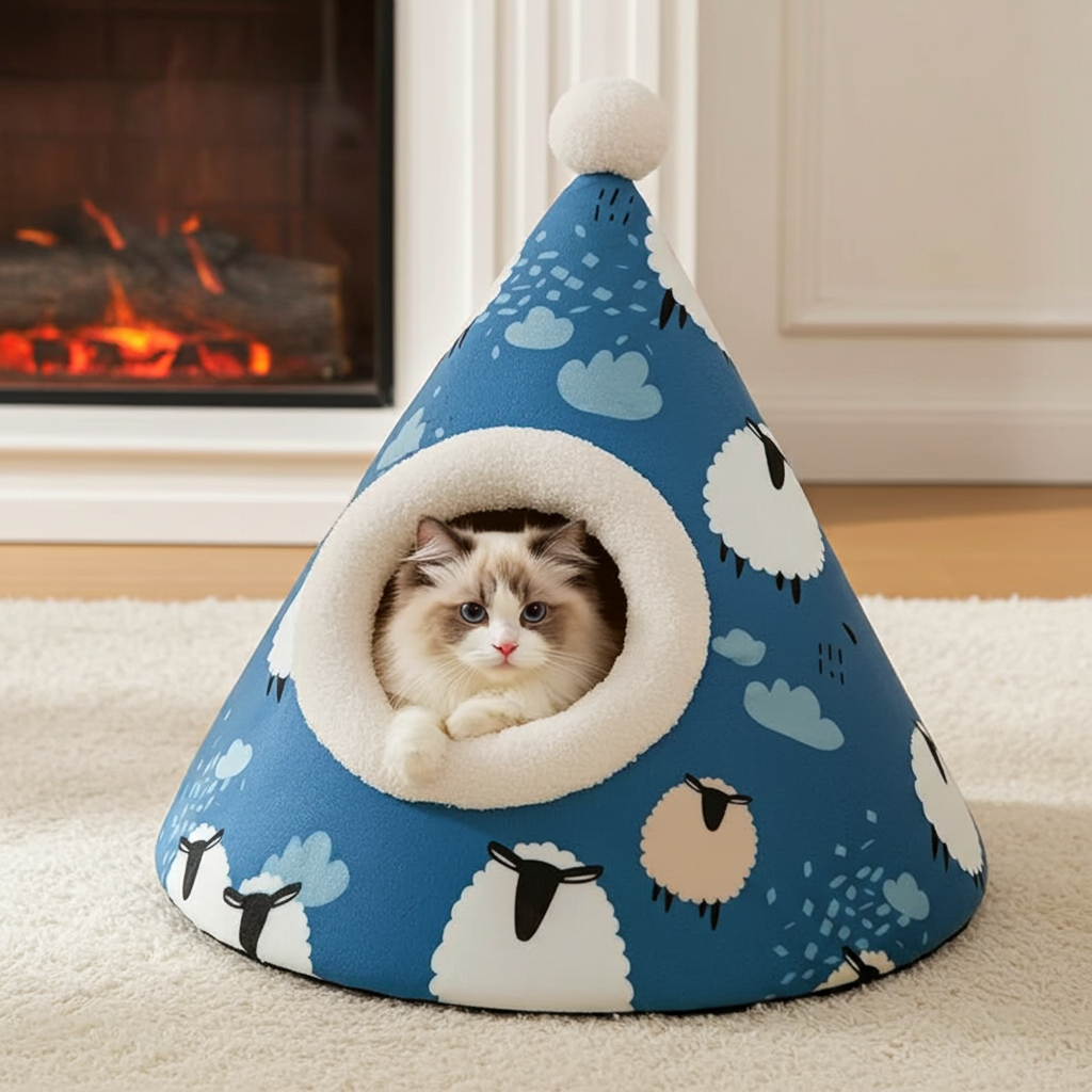 CozyPaws Tent Nest – All-Season Hideaway Bed for Dogs and Cats